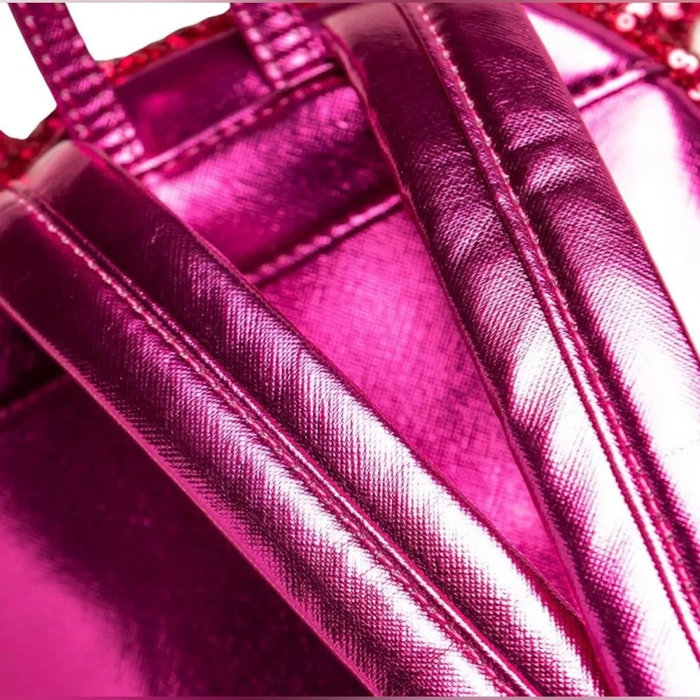 NWOT Loungefly Disney Adorable Sequined Magenta Pink Minnie Mouse Mini Backpack - Picture 10 of 16